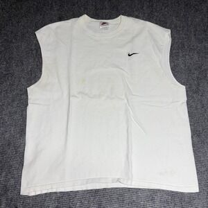Nike Mens Sleeveless T Shirt White Small Swoosh‎ Logo Made in USA XXL